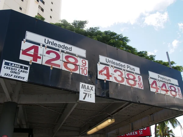 Pahalı benzin fiyatları çatı tarafında görüntülemek — Stok fotoğraf