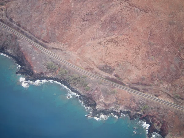 Aerial view of scenic road along day coast of Maui — Stock Photo, Image