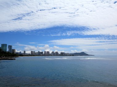 Ala Moana Beach Park Honolulu, Waikiki ve ICO binalar ile