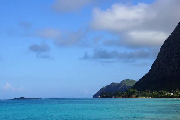 Waimanalo 해변, 바위 섬 및 Makapuu 멋진 날에 — 스톡 사진