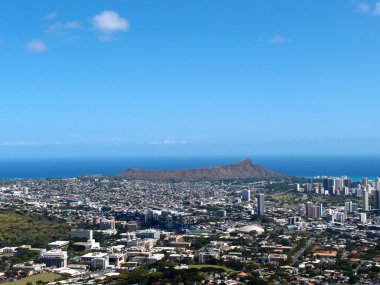 Diamondhead and the city of Honolulu on Oahu on a nice day clipart