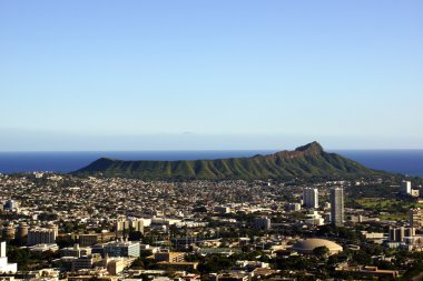 DiamondHead ve şehir, honolulu oahu üzerinde güzel bir gün