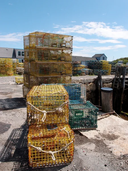 Lobster traps in fishing village — Stock Photo, Image