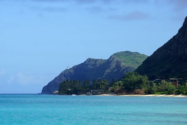 Waimanalo beach, bay en makapuu punt met makapu'u vuurtoren — Stockfoto