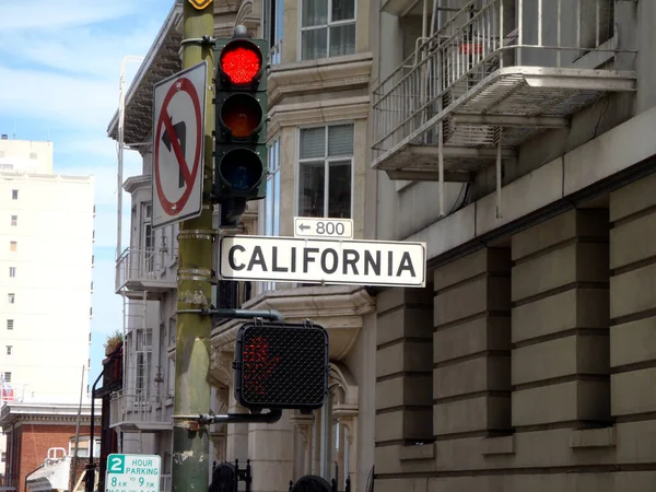 San Francisco Califórnia Setembro 2010 California Street Sign Stop Light — Fotografia de Stock