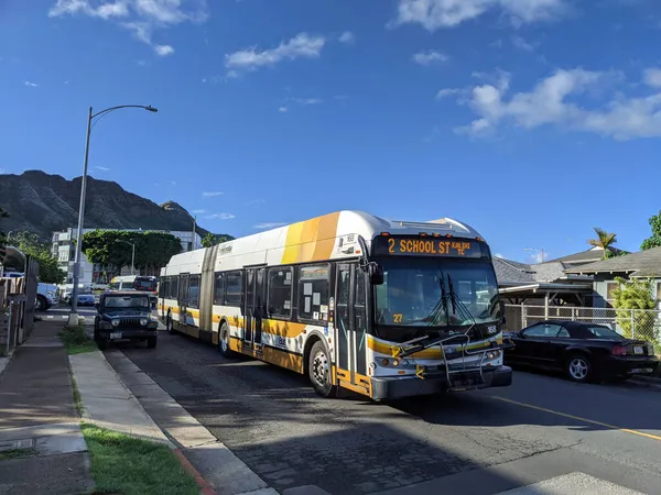 Honolulu Octubre 2020 Honolulu City Hybrid Bus Número Recorre Calle — Foto de Stock