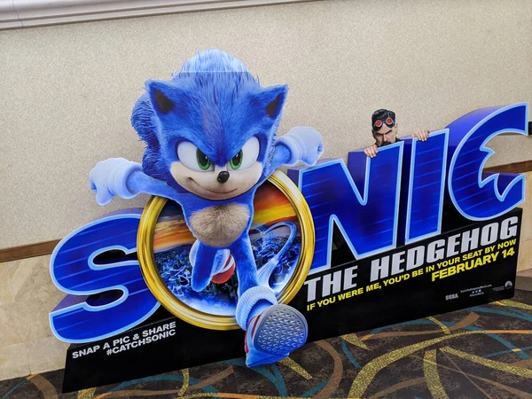 Honolulu Noiembrie 2019 Afișul Sonic Hedgehog Moive Din Interiorul Cinematografului — Fotografie, imagine de stoc