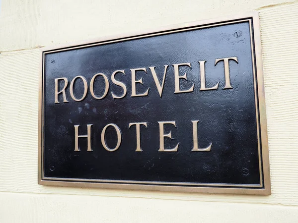 Hollywood California October 2019 Plaque Roosevelt Hotel Hollywood Usa First — стокове фото