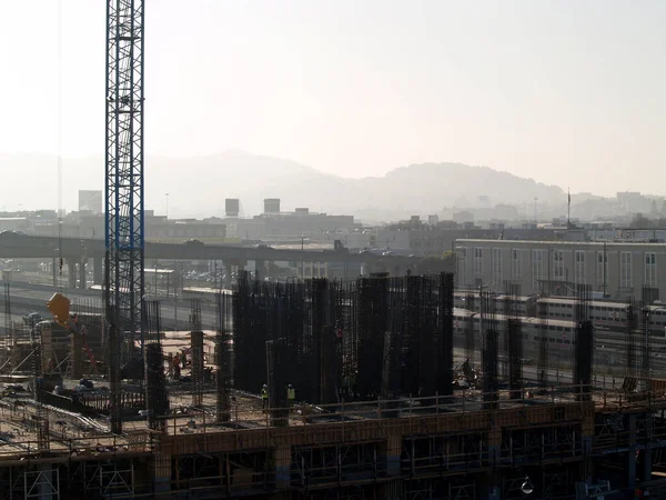 San Francisco January 2007 Crane People Works High Rise Construction — Stock Photo, Image