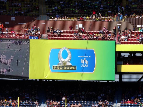 Waikiki January 2016 Pro Bowl Powered Usaa Sign Stands Filled — Stock Photo, Image