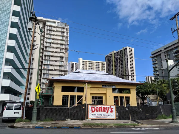 Honolulu Února 2018 Nový Denny Výstavbě Waikiki — Stock fotografie