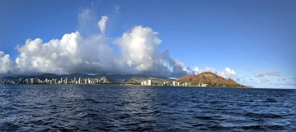Panoramico Waikiki Honolulu Alberghi Parco Kapiolani Diamond Head Crater Visto — Foto Stock