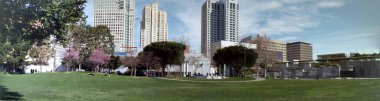 San Francisco - Febuary 7, 2008:  Yerba Buena Gardens Panoramic.  Public space, new art, and new stewardship by the Yerba Buena Gardens Conservancy.
