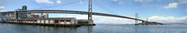 Panorama Pirer Downtown San Francisco Bay Bridge Och Treasure Island — Stockfoto