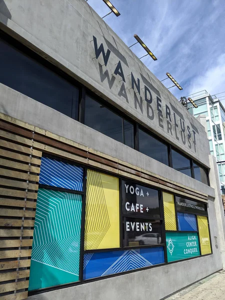 Hollywood Οκτωβρίου 2019 Wanderlust Hollywood Sign Windows Βάση Γιόγκα Καφέ — Φωτογραφία Αρχείου
