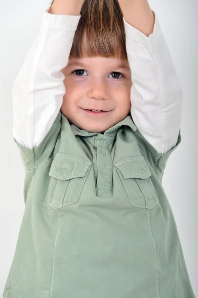 Boy on white background — Stock Photo, Image