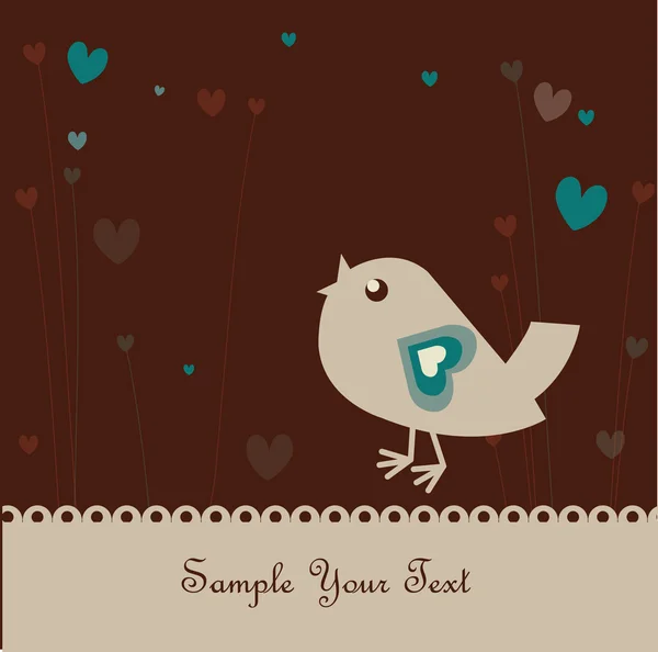 The image with hearts and bird — Stock Vector