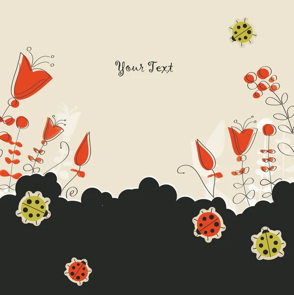 Ladybugs ile renkli arka plan — Stok Vektör