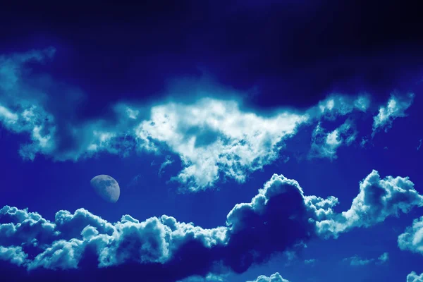 Blue clouds and moon background — Stock Photo, Image