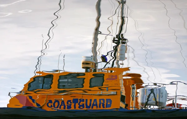 Coastguard boat reflection — Stock Photo, Image