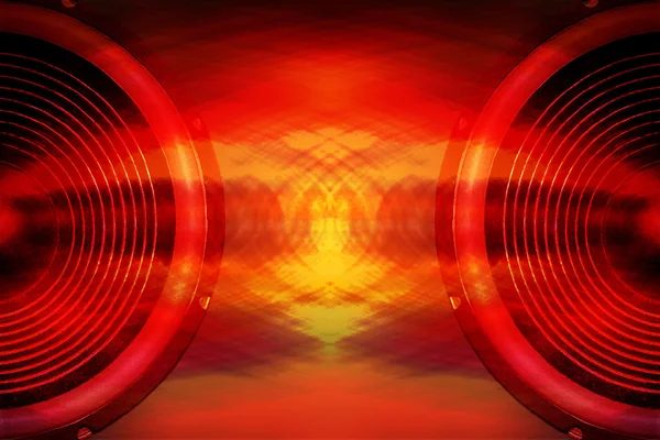 Red audio speakers music background — Stock Photo, Image