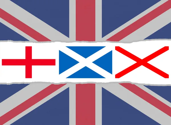 Union Jack Bandeira das bandeiras da Inglaterra, Escócia e Irlanda — Fotografia de Stock