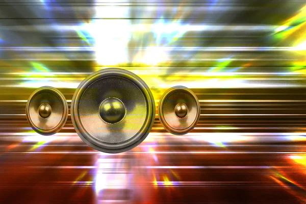 Audio speakers and party lights — Stock Photo, Image