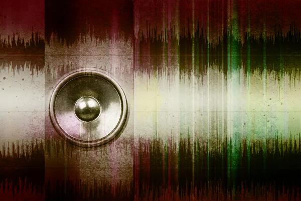 Grunge alto-falante de música com ondas sonoras — Fotografia de Stock