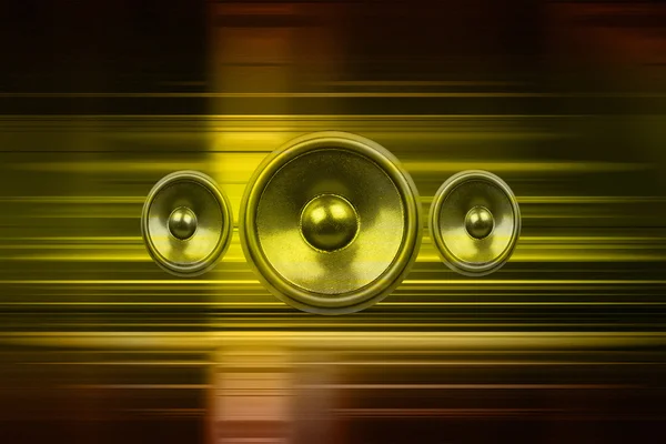 Music speakers with gold light streaks — Stock Photo, Image