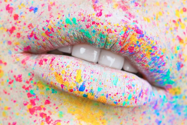 çok renkli dudak makro