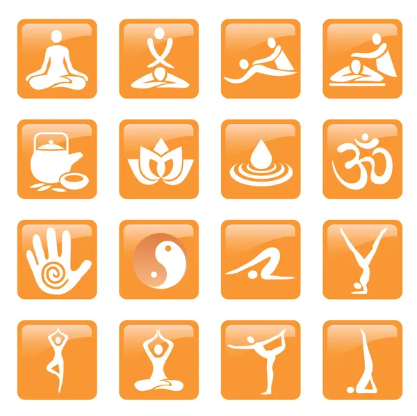 Yoga_spa_massage_buttons_icons — Stock Vector