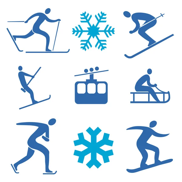 Wintersport pictogrammen — Stockvector