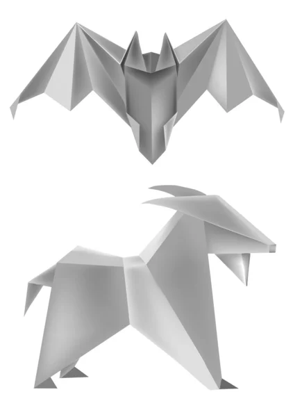Cabra de morcego Origami —  Vetores de Stock