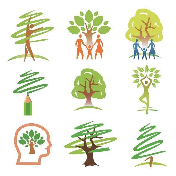 And trees icons — Stock Vector