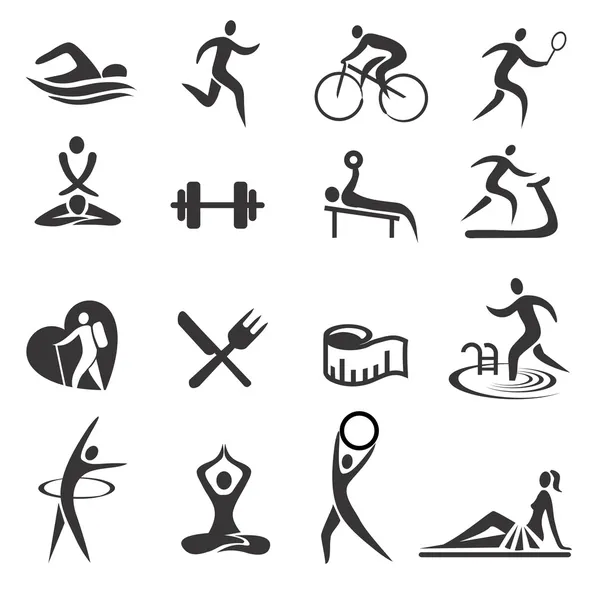 Iconos del deporte estilo de vida saludable — Vector de stock