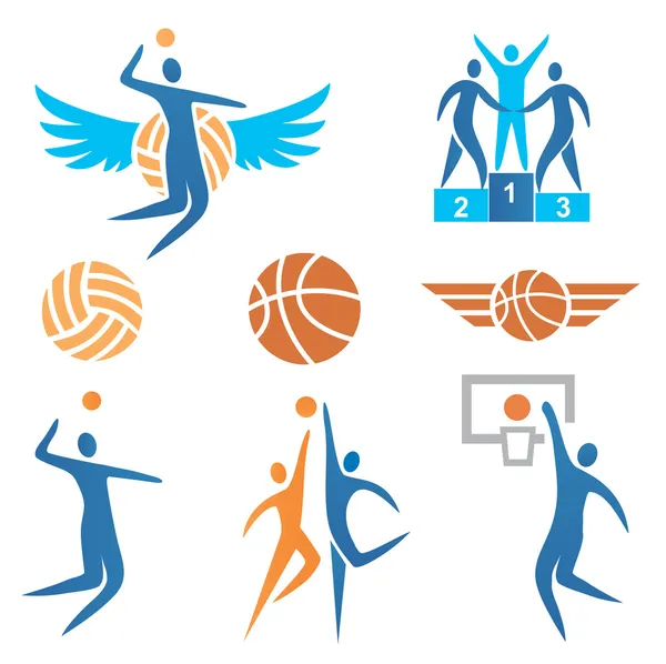Volleyboll basket ikoner — Stock vektor