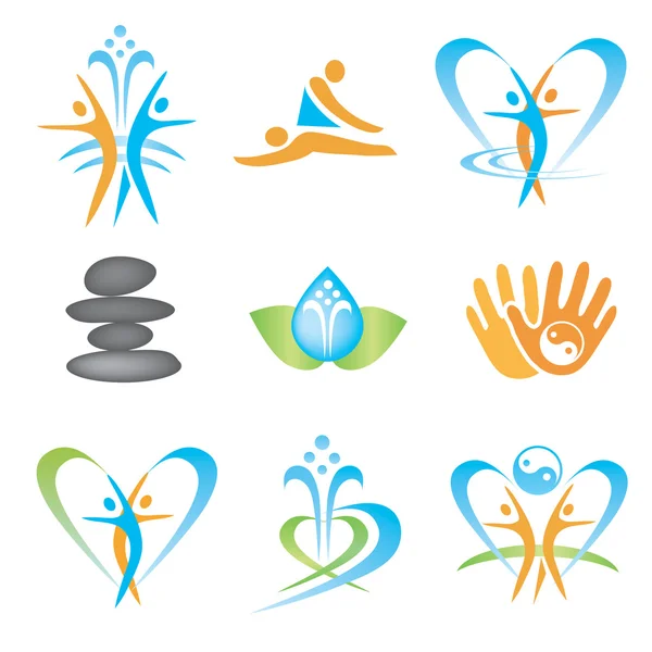 Spa massage hälsa ikoner — Stock vektor