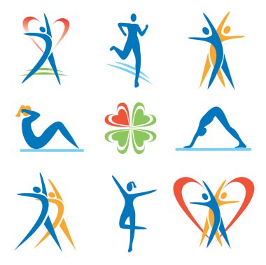 Fitness sağlıklı yaşam tarzı simgeleri