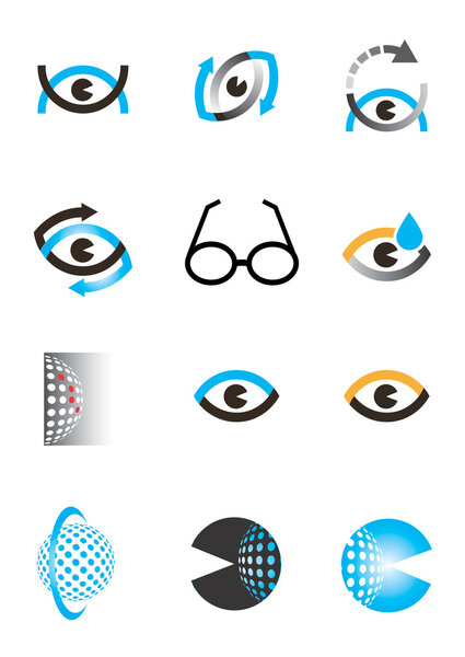 Optics eye icon set