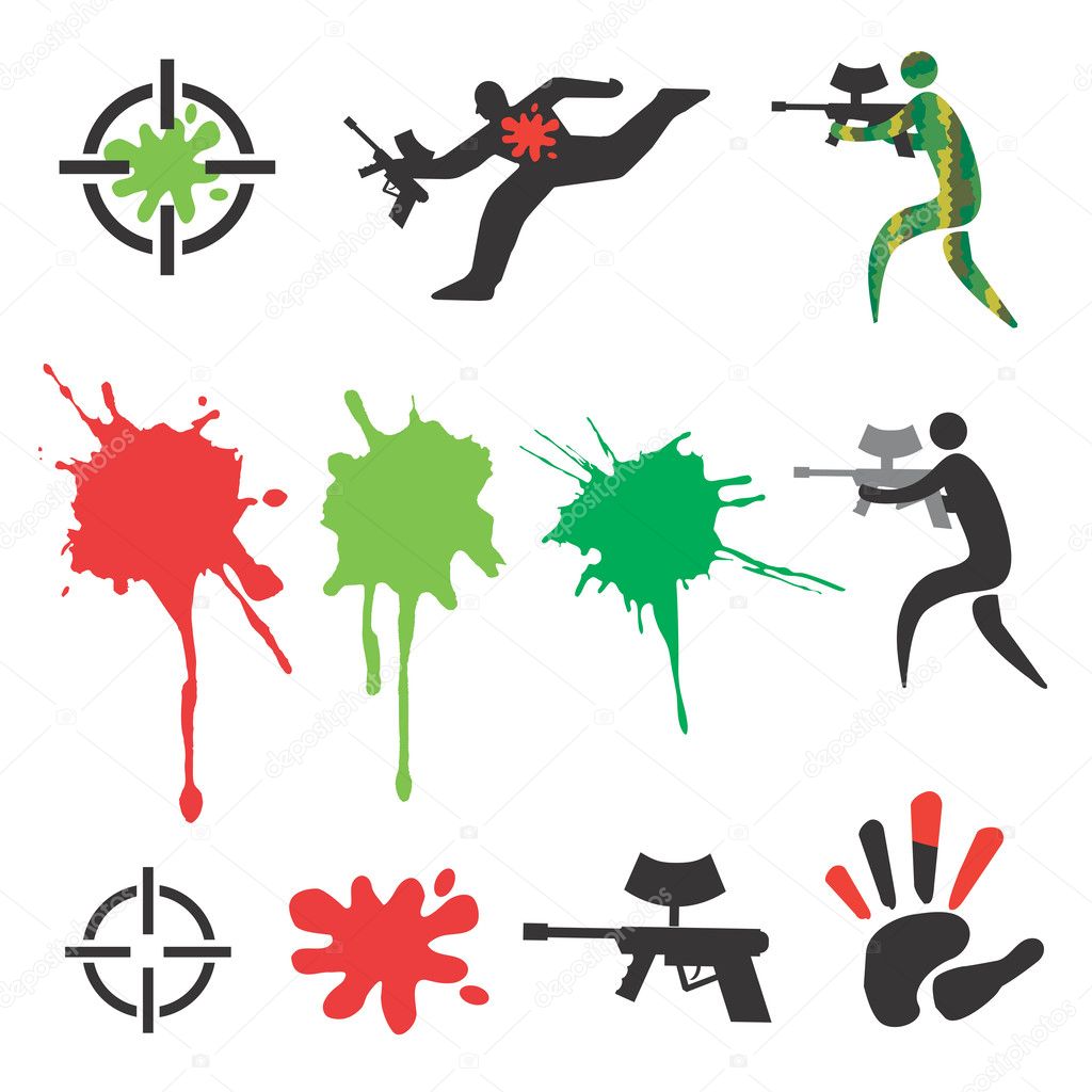 Paintball icons design elements
