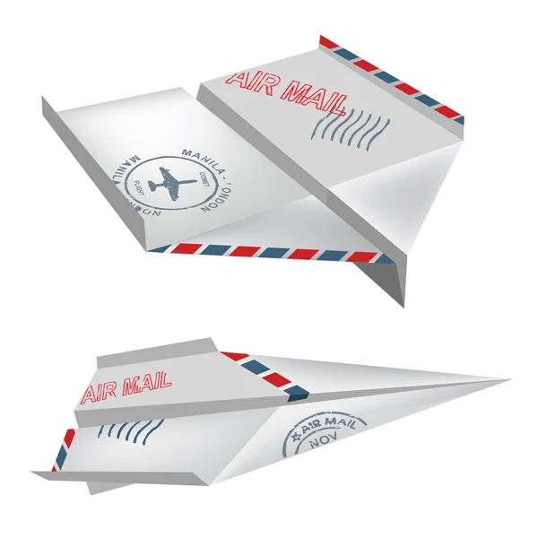 Origami αέρα αλληλογραφίας αεροπλάνα — Διανυσματικό Αρχείο