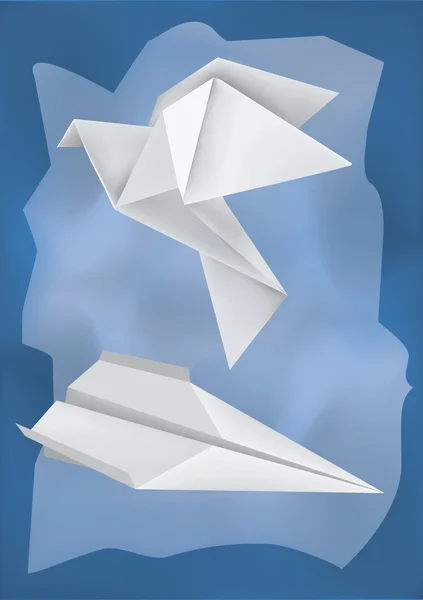 Origami flygplan duva — Stock vektor