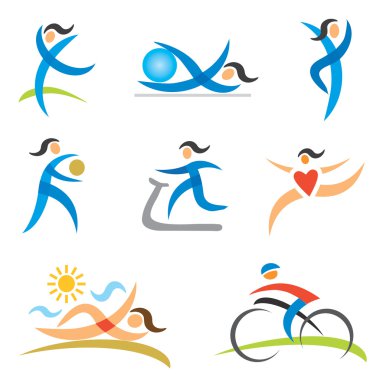 Spor sağlıklı kadın simgeler