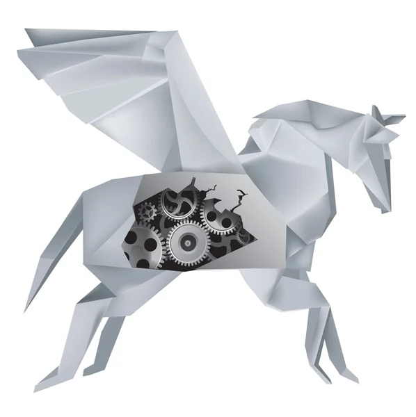 Origami mecánico Pegasus — Archivo Imágenes Vectoriales