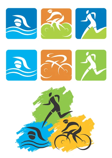 Triathlon-Symbole — Stockvektor