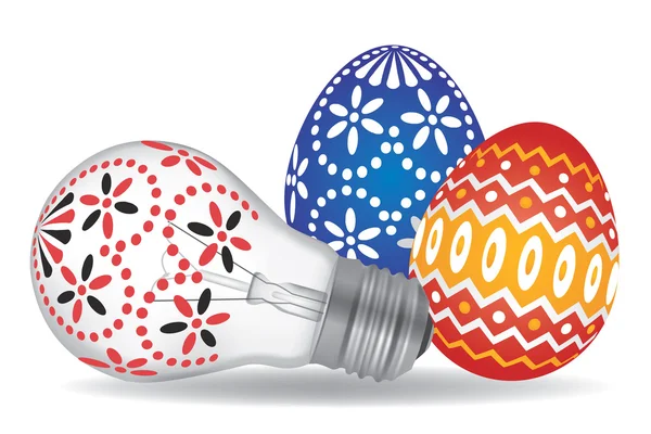 Easter Eggs and Easter Bulb — Stock Vector