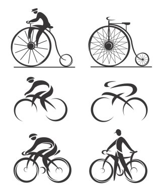 Cycling differently styled icons clipart