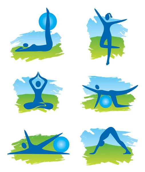 Fitness in the nature icons — Stock Vector
