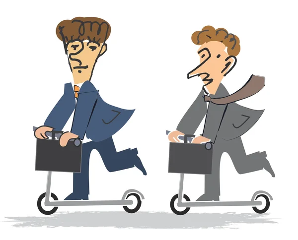 Dos hombres de negocios en la vespa — Vector de stock