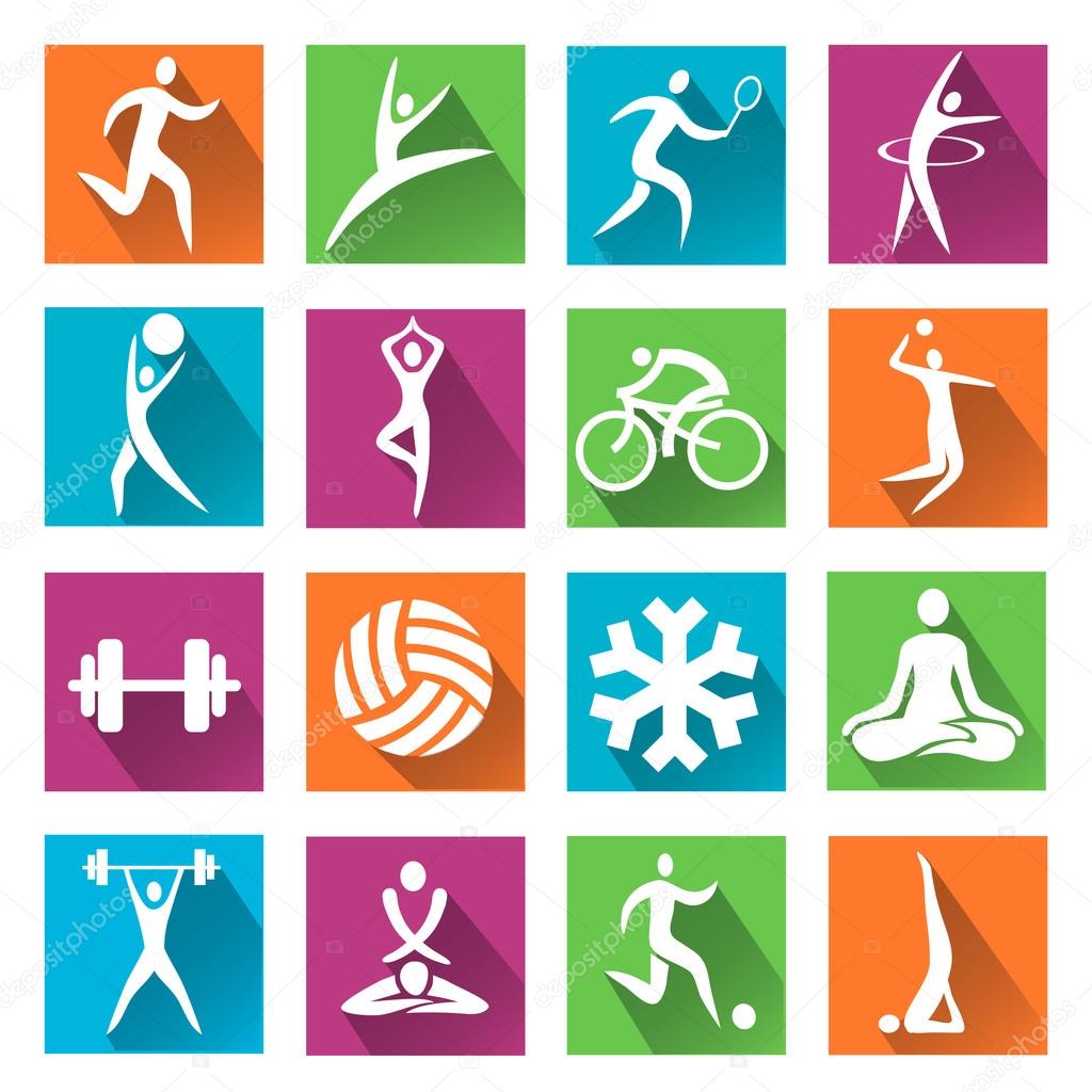 Sport and fitness colorful icons